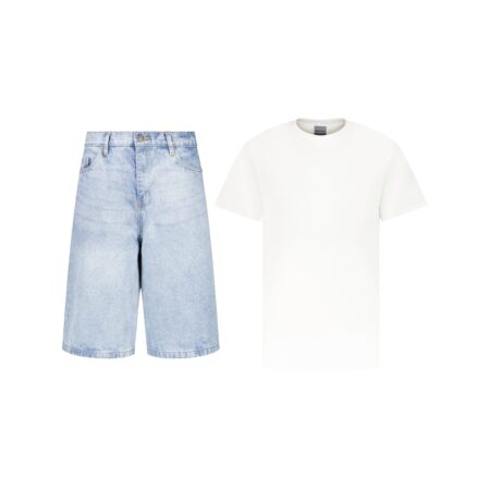 Cayano Light Blue Denim Shorts & Classic Tee Set for Girls